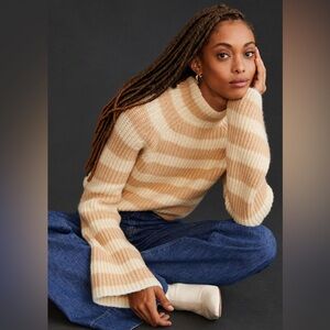 Maeve Beige and Cream Striped Sweater